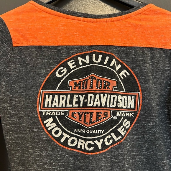 Harley-Davidson S NWOT Gray and Orange Long Sleeve Tee “Gas Can” - Picture 9 of 14